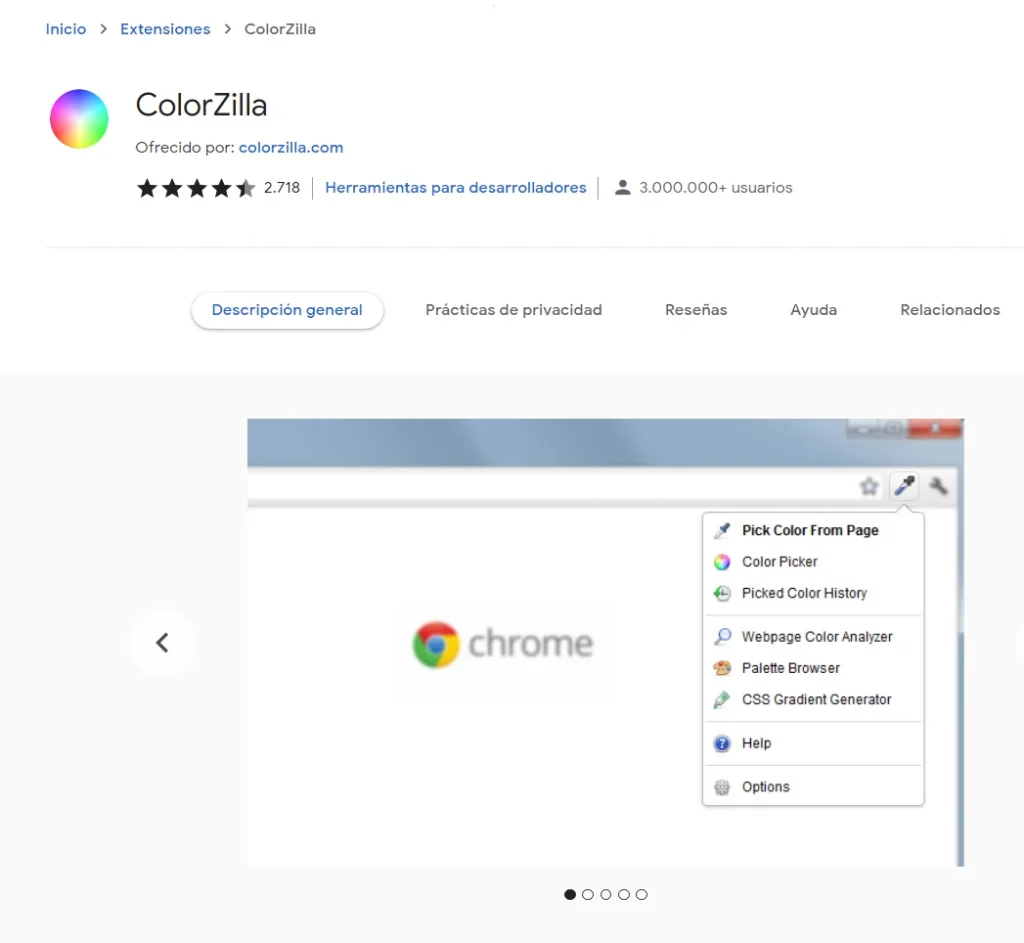 Captura pantalla colorZilla-posicionamiento web alicante